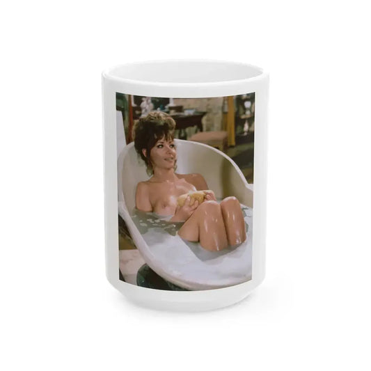 Ingrid Pitt #32 - Topless (Vintage Female Icon) White Coffee Mug 15oz - Go Mug Yourself