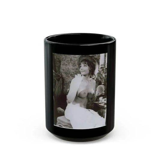 Ingrid Pitt #63 - Topless (Vintage Female Icon) Black Coffee Mug 15oz - Go Mug Yourself