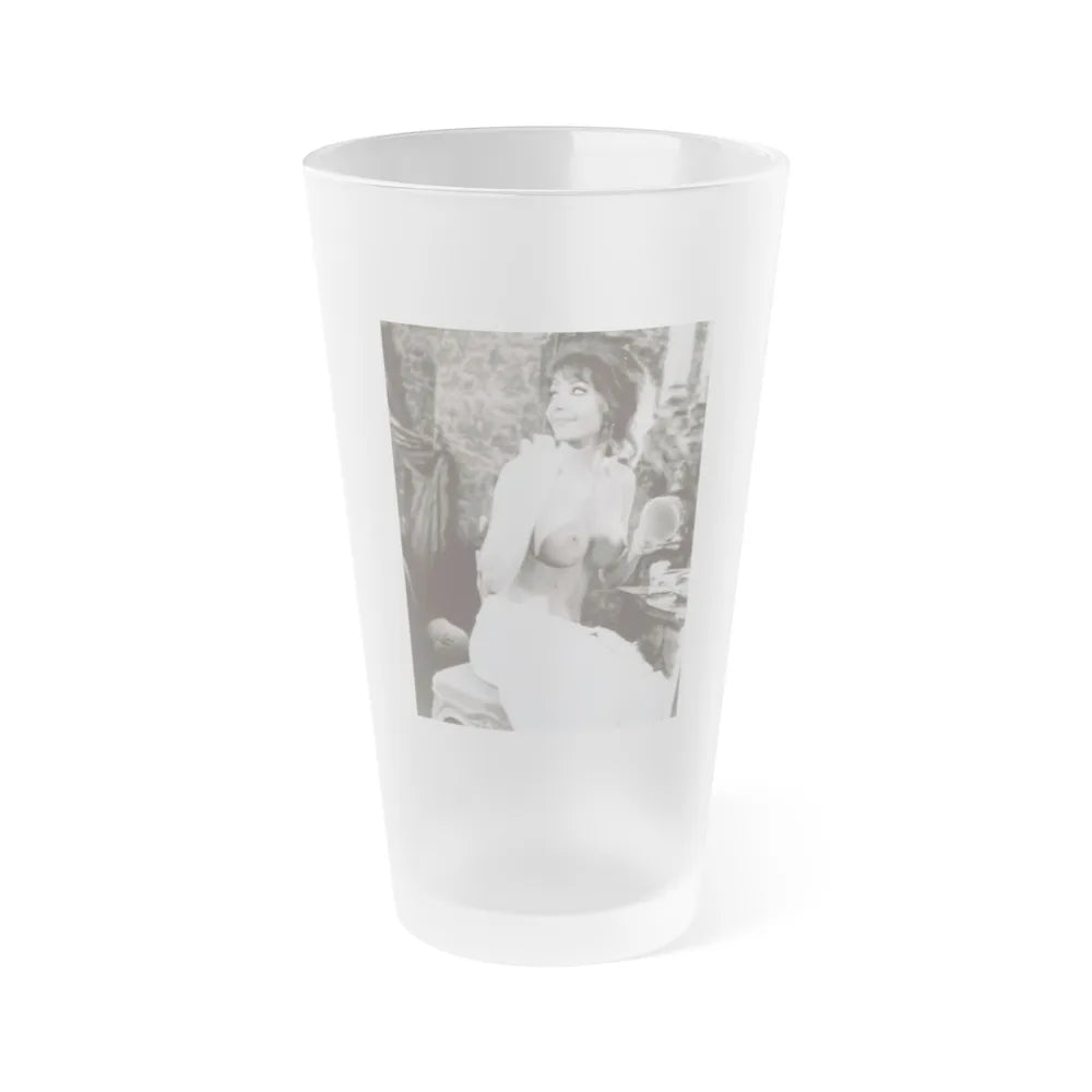 Ingrid Pitt #63 - Topless (Vintage Female Icon) Frosted Pint Glass 16oz-16oz-Frosted-Go Mug Yourself