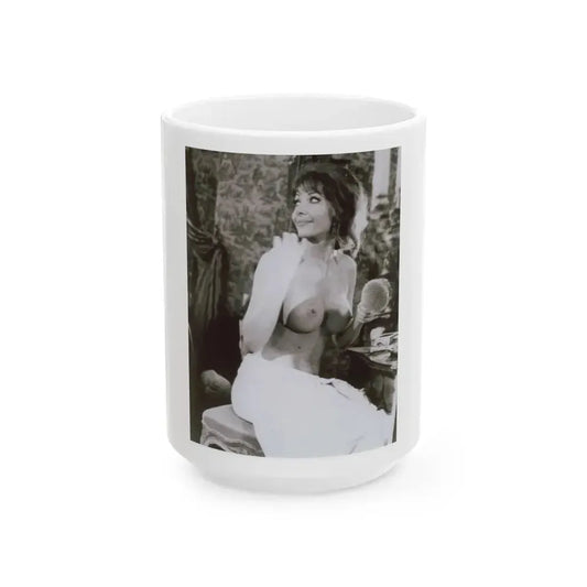 Ingrid Pitt #63 - Topless (Vintage Female Icon) White Coffee Mug 15oz - Go Mug Yourself