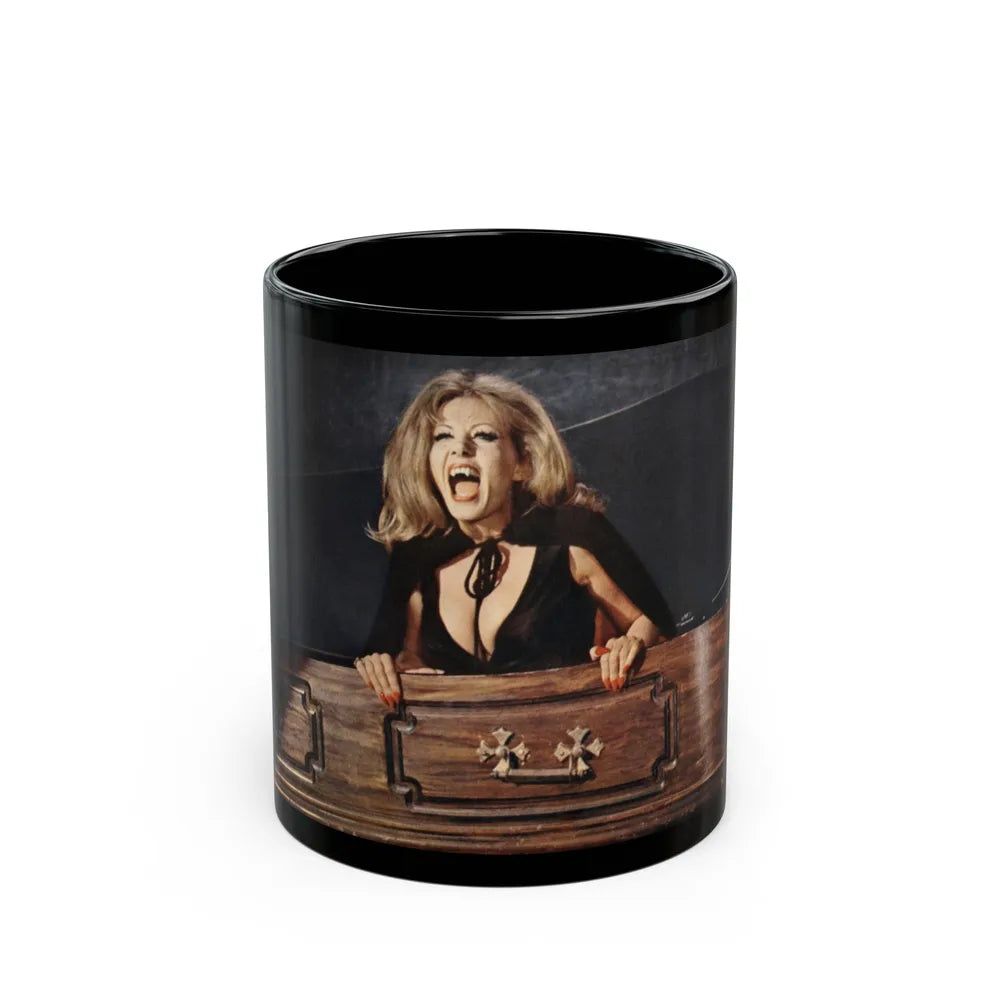 Ingrid Pitt #64 (Vintage Female Icon) Black Coffee Mug-11oz-Go Mug Yourself