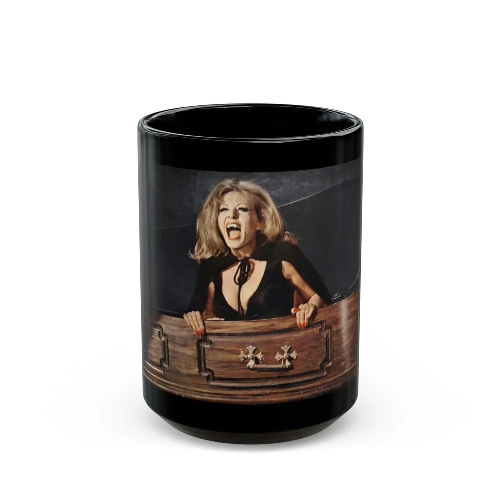 Ingrid Pitt #64 (Vintage Female Icon) Black Coffee Mug-15oz-Go Mug Yourself