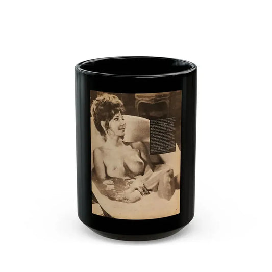 Ingrid Pitt #66 - Topless (Vintage Female Icon) Black Coffee Mug 15oz - Go Mug Yourself
