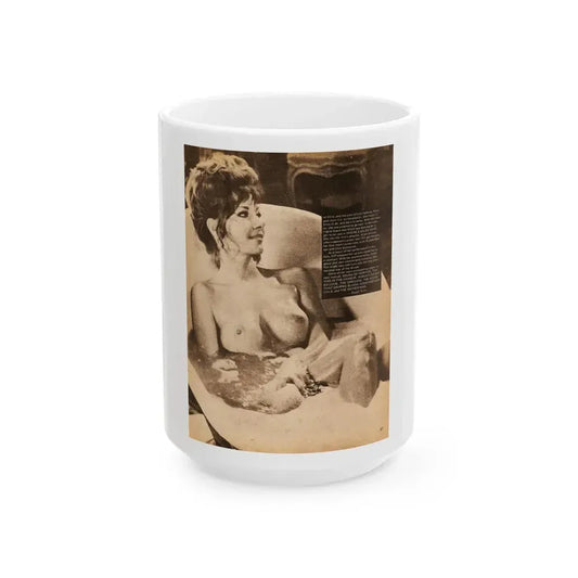 Ingrid Pitt #66 - Topless (Vintage Female Icon) White Coffee Mug 15oz - Go Mug Yourself