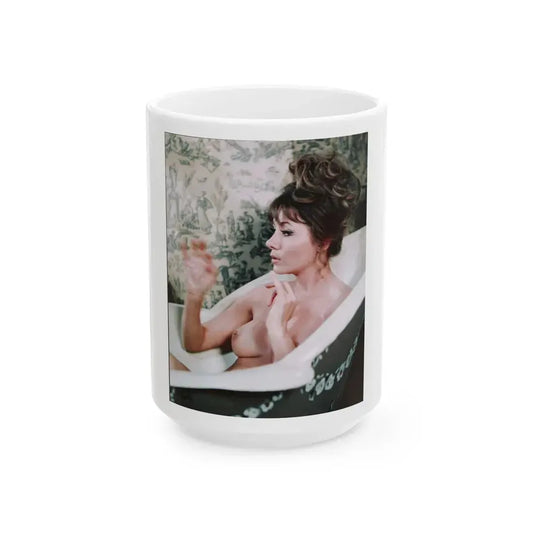 Ingrid Pitt #86 - Topless (Vintage Female Icon) White Coffee Mug 15oz - Go Mug Yourself