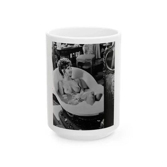 Ingrid Pitt #88 - Topless (Vintage Female Icon) White Coffee Mug 15oz - Go Mug Yourself