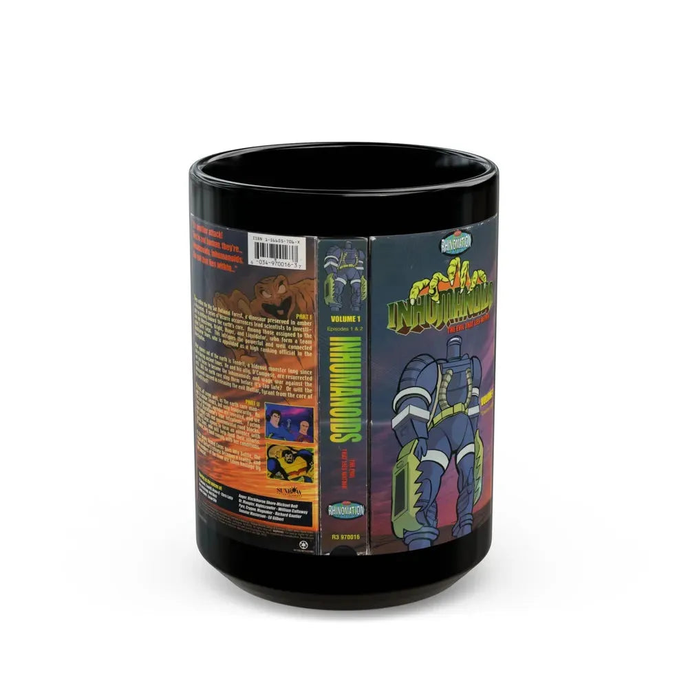 INHUMANOIDS THE EVIL THAT LIES WITHIN (VHS COVER) - Black Coffee Mug 15oz - Go Mug Yourself