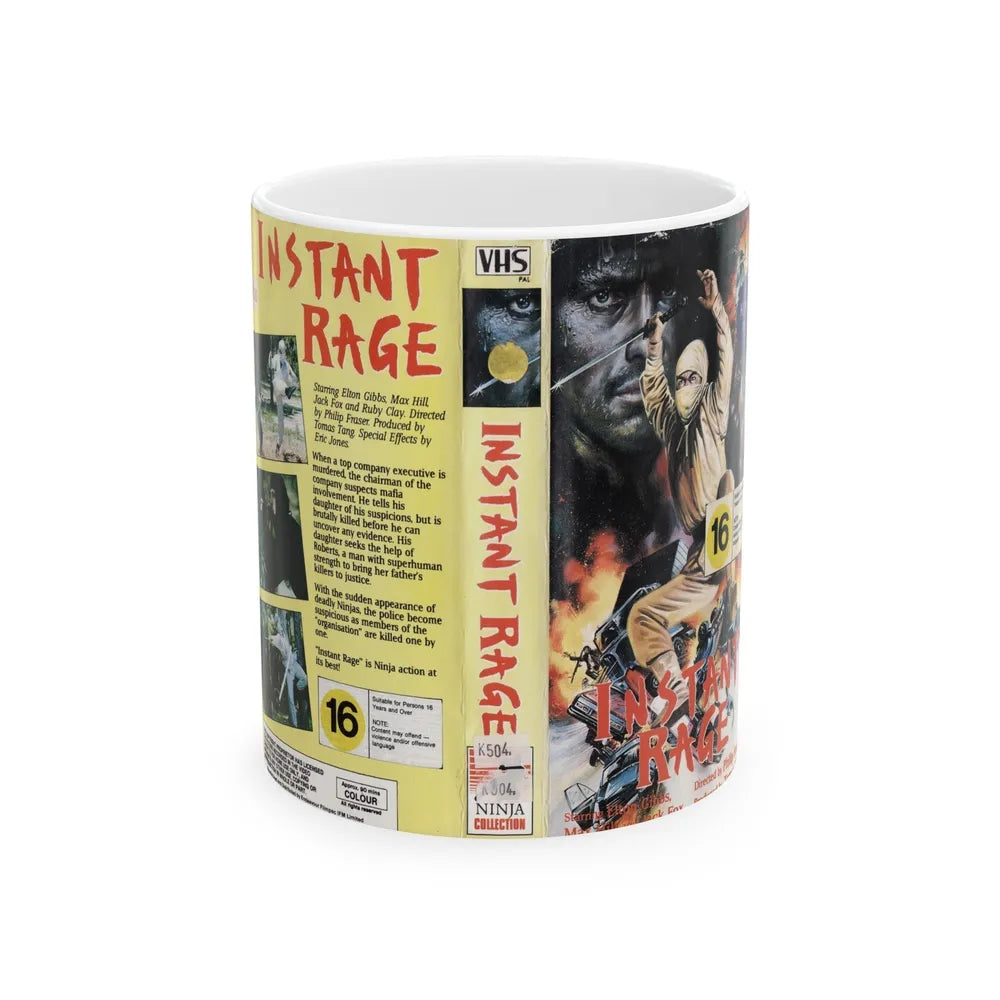 INSTANT RAGE KUNG FU (VHS COVER) - White Coffee Mug-11oz-Go Mug Yourself