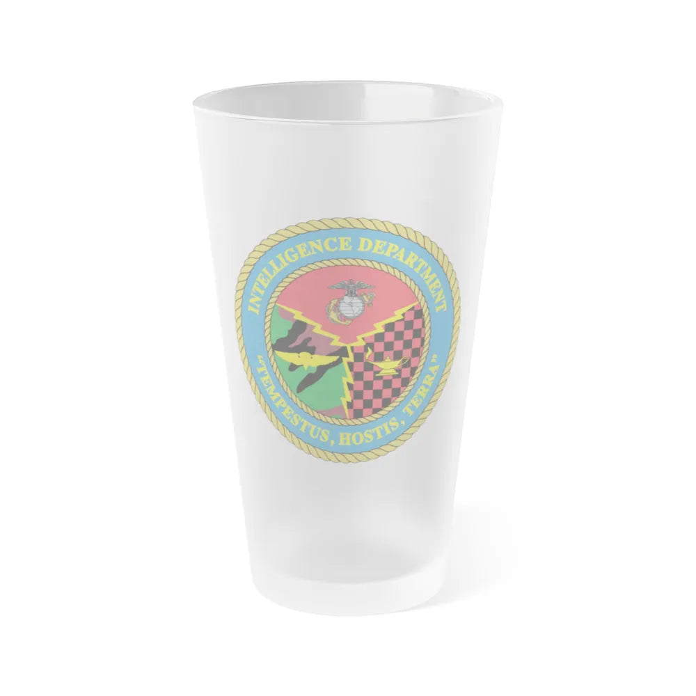 Intelligence Department Tempestus Hostis Terra (USMC) Frosted Pint Glass 16oz-Go Mug Yourself