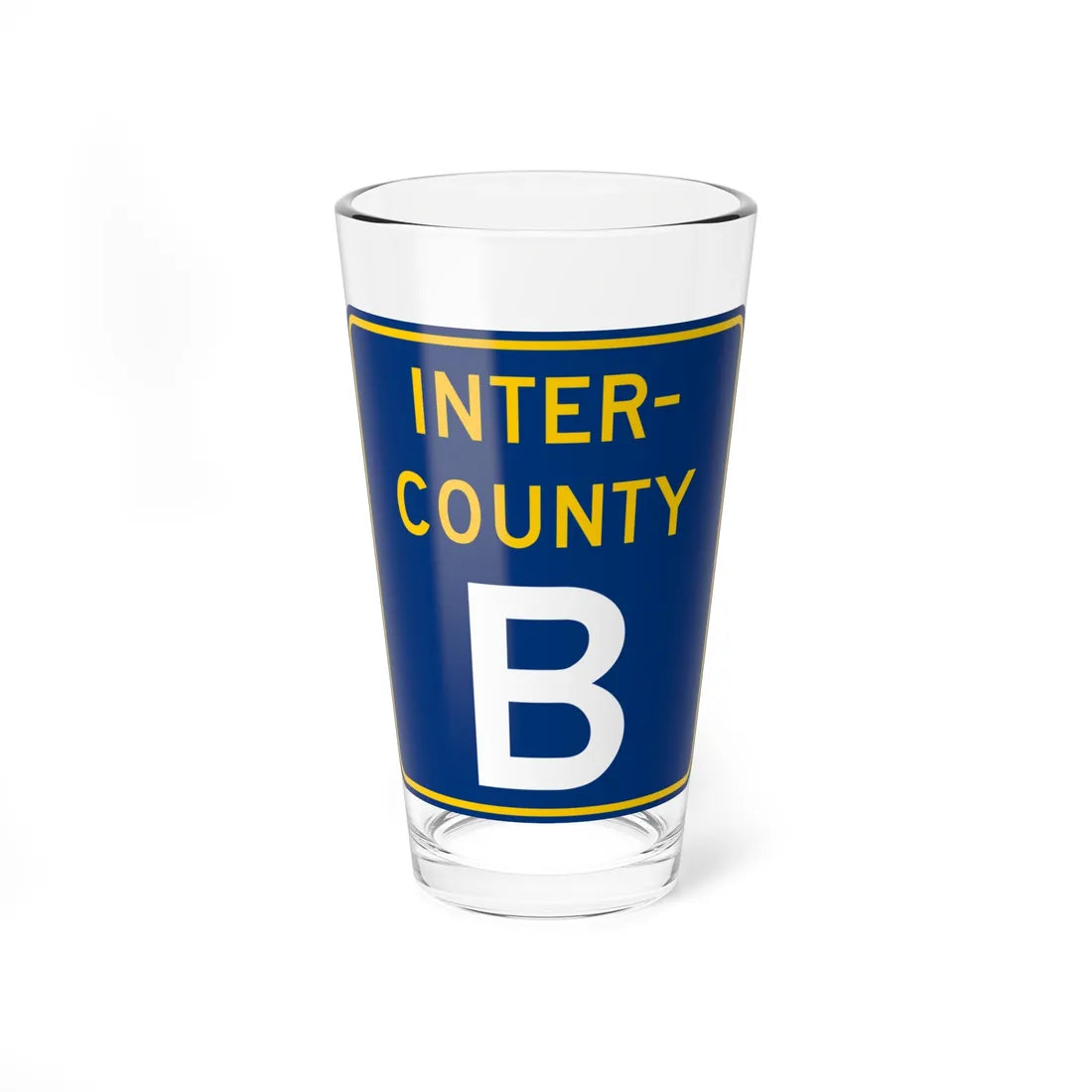 Inter County Route B MN (Minnesota) (Road Sign) Pint Glass 16oz 16oz - Go Mug Yourself