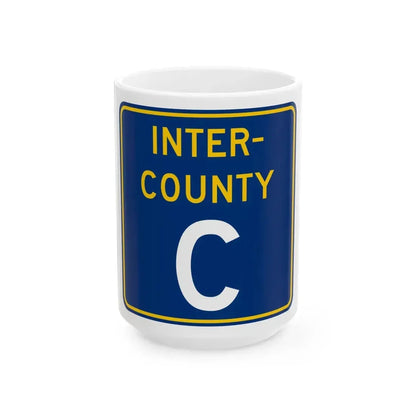 Inter County Route C MN (Minnesota) (Road Sign) White Coffee Mug 15oz - Go Mug Yourself