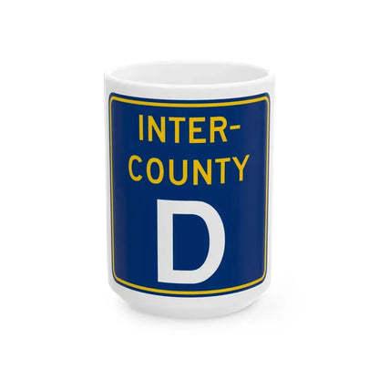 Inter County Route D MN (Minnesota) (Road Sign) White Coffee Mug 15oz - Go Mug Yourself