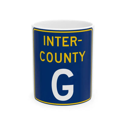 Inter County Route G MN (Minnesota) (Road Sign) White Coffee Mug 11oz - Go Mug Yourself