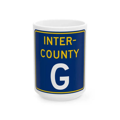 Inter County Route G MN (Minnesota) (Road Sign) White Coffee Mug 15oz - Go Mug Yourself