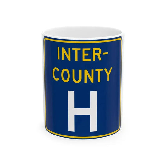 Inter County Route H MN (Minnesota) (Road Sign) White Coffee Mug 11oz - Go Mug Yourself