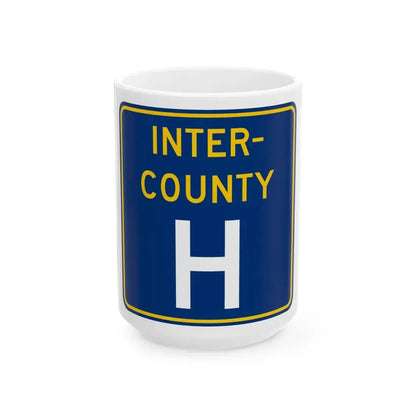 Inter County Route H MN (Minnesota) (Road Sign) White Coffee Mug 15oz - Go Mug Yourself