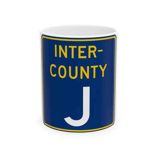 Inter County Route J MN (Minnesota) (Road Sign) White Coffee Mug 11oz - Go Mug Yourself