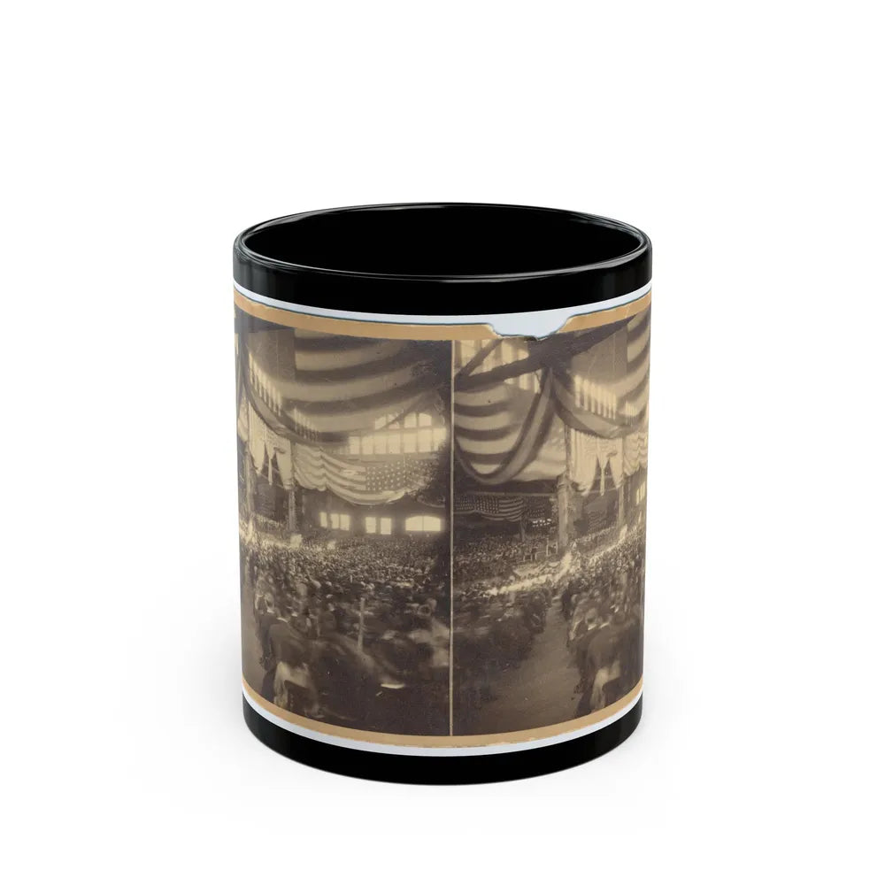 Interior View Of A Large Convention Hall Filled With People Sitting In Chairs (U.S. Civil War) Black Coffee Mug-11oz-Go Mug Yourself