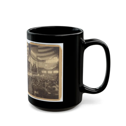 Interior View Of A Large Convention Hall Filled With People Sitting In Chairs (U.S. Civil War) Black Coffee Mug-Go Mug Yourself