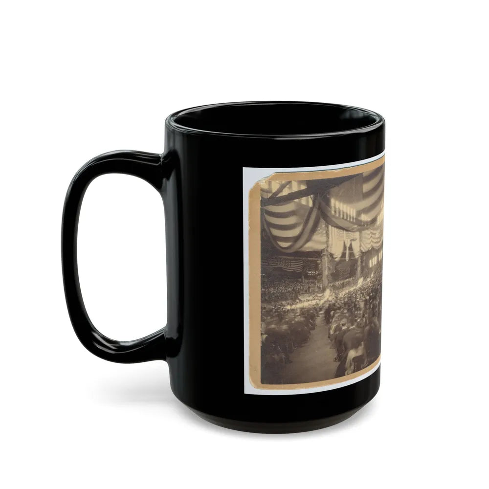 Interior View Of A Large Convention Hall Filled With People Sitting In Chairs (U.S. Civil War) Black Coffee Mug-Go Mug Yourself