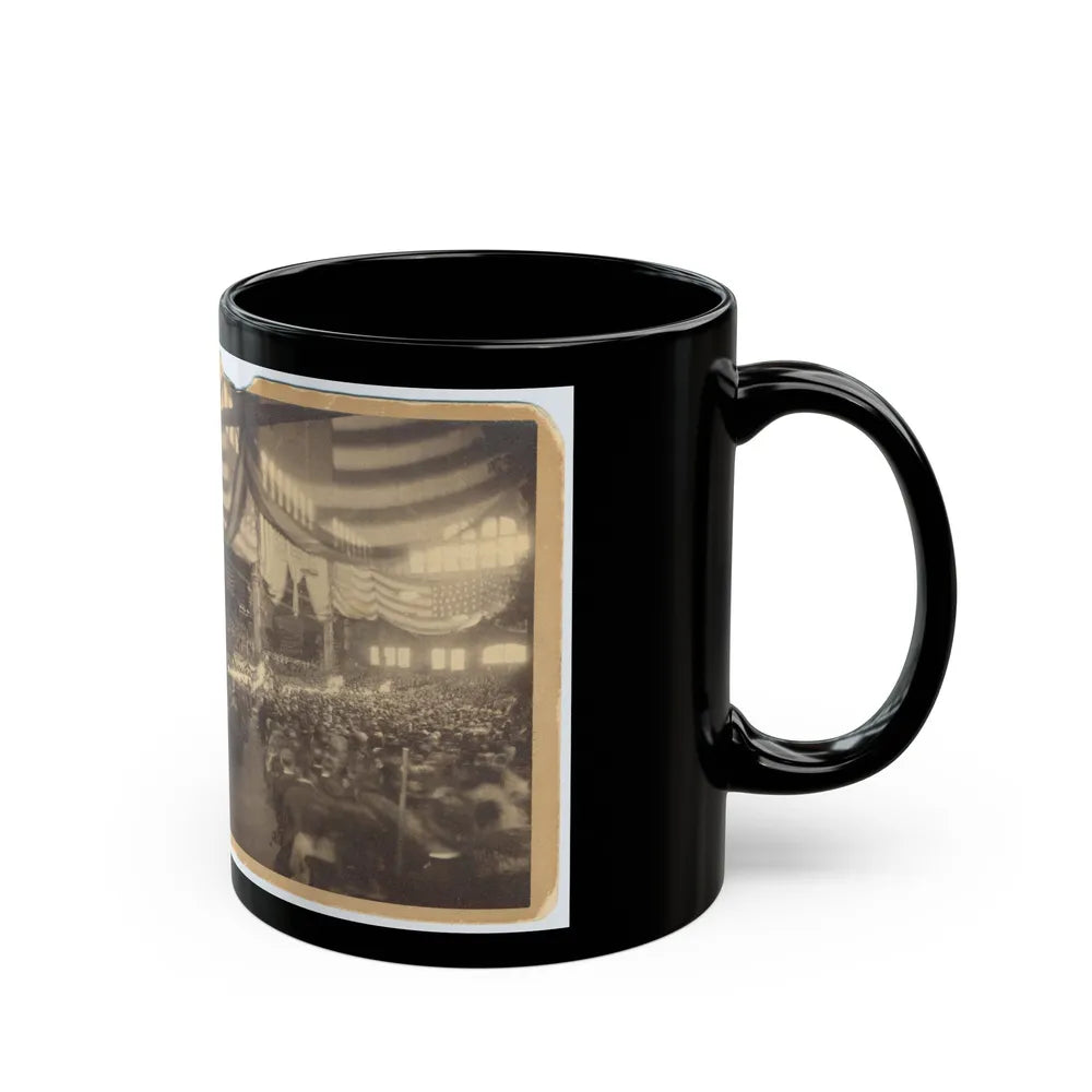 Interior View Of A Large Convention Hall Filled With People Sitting In Chairs (U.S. Civil War) Black Coffee Mug-Go Mug Yourself