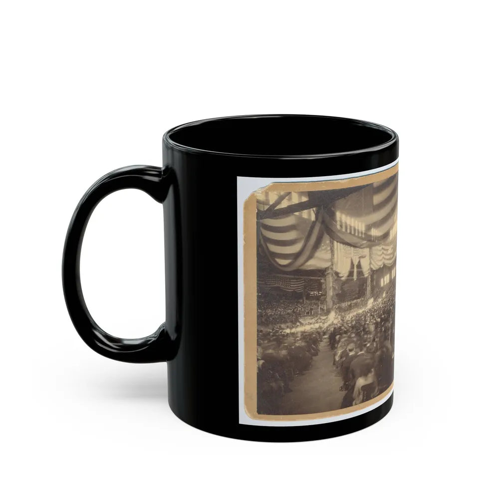 Interior View Of A Large Convention Hall Filled With People Sitting In Chairs (U.S. Civil War) Black Coffee Mug-Go Mug Yourself