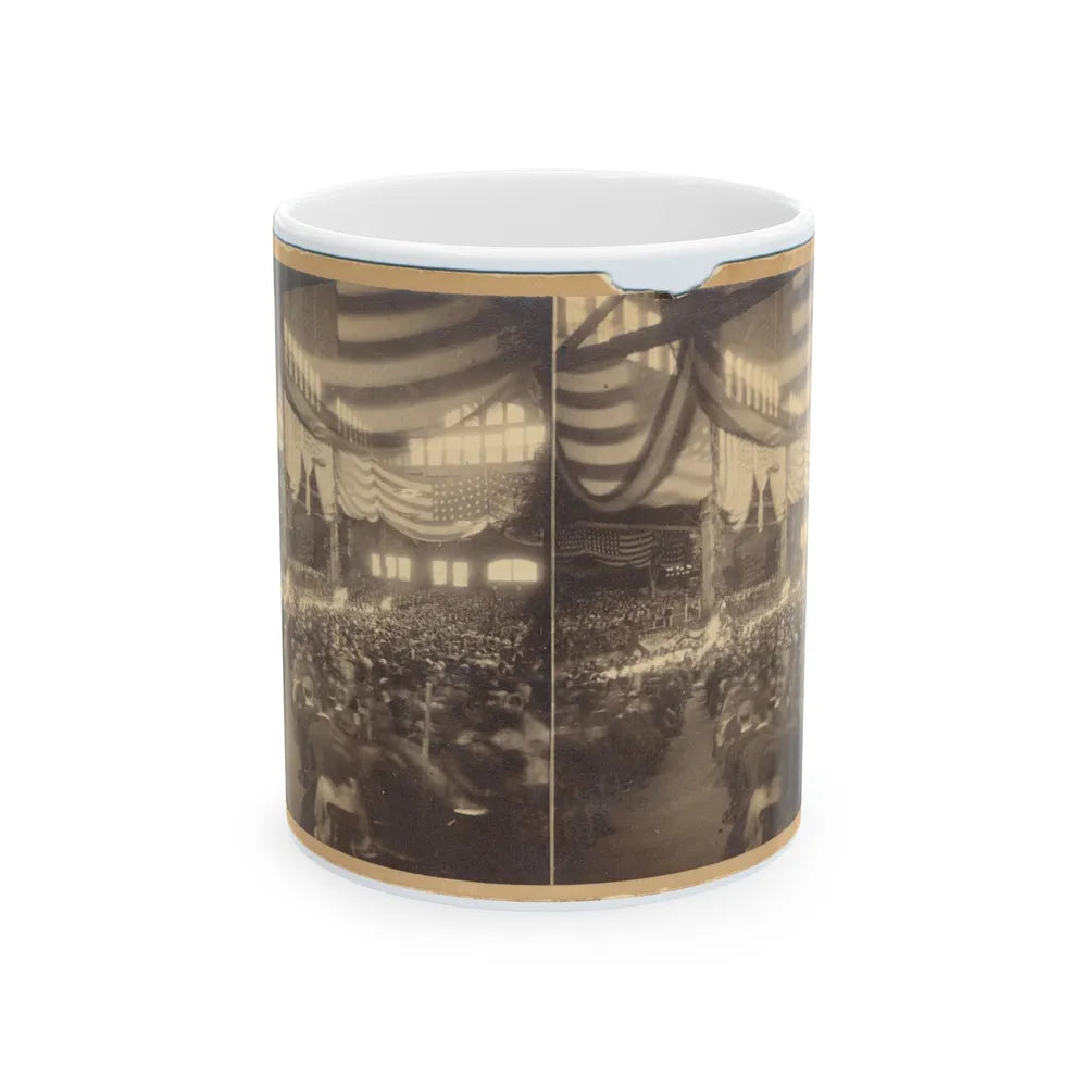 Interior View Of A Large Convention Hall Filled With People Sitting In Chairs (U.S. Civil War) White Coffee Mug-11oz-Go Mug Yourself