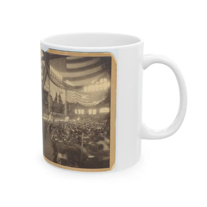 Interior View Of A Large Convention Hall Filled With People Sitting In Chairs (U.S. Civil War) White Coffee Mug-Go Mug Yourself