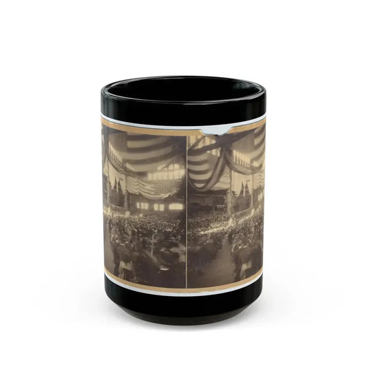 Interior View Of A Large Convention Hall Filled With People Sitting In Chairs (U.S. Civil War) Black Coffee Mug 15oz - Go Mug Yourself