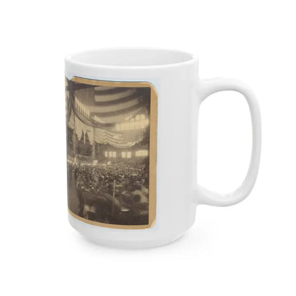Interior View Of A Large Convention Hall Filled With People Sitting In Chairs (U.S. Civil War) White Coffee Mug - Go Mug Yourself
