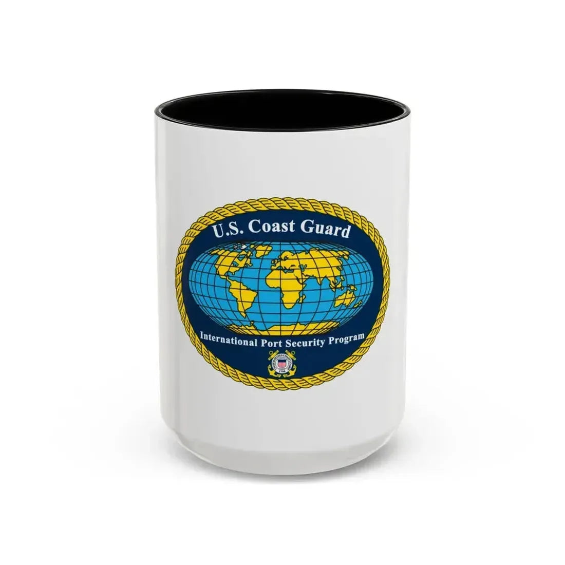 International Port Security Program USCG (U.S. Coast Guard) Accent Coffee Mug 15oz Black - Go Mug Yourself