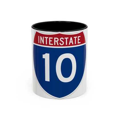 Interstate 10 (U.S. Highways) Accent Coffee Mug-11oz-Black-Go Mug Yourself