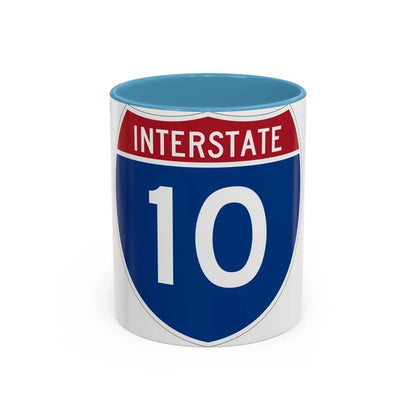 Interstate 10 (U.S. Highways) Accent Coffee Mug-11oz-Light Blue-Go Mug Yourself