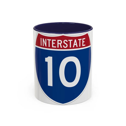 Interstate 10 (U.S. Highways) Accent Coffee Mug-11oz-Navy-Go Mug Yourself