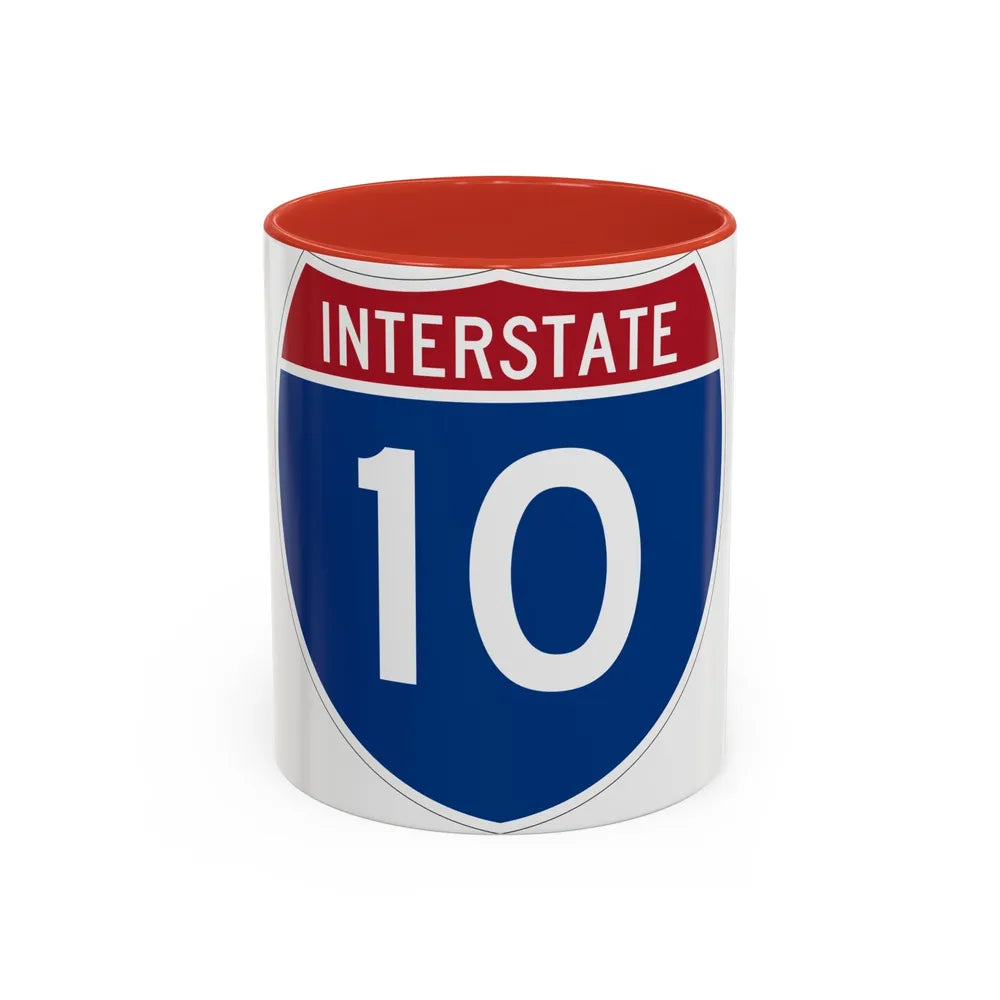 Interstate 10 (U.S. Highways) Accent Coffee Mug-11oz-Red-Go Mug Yourself