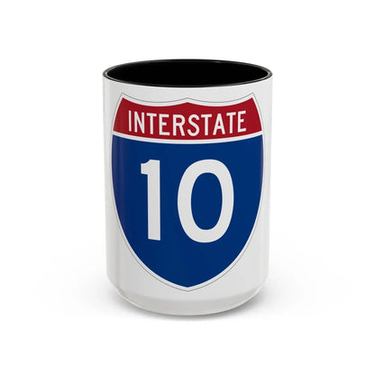 Interstate 10 (U.S. Highways) Accent Coffee Mug-15oz-Black-Go Mug Yourself