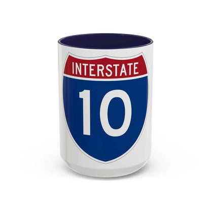 Interstate 10 (U.S. Highways) Accent Coffee Mug-15oz-Navy-Go Mug Yourself