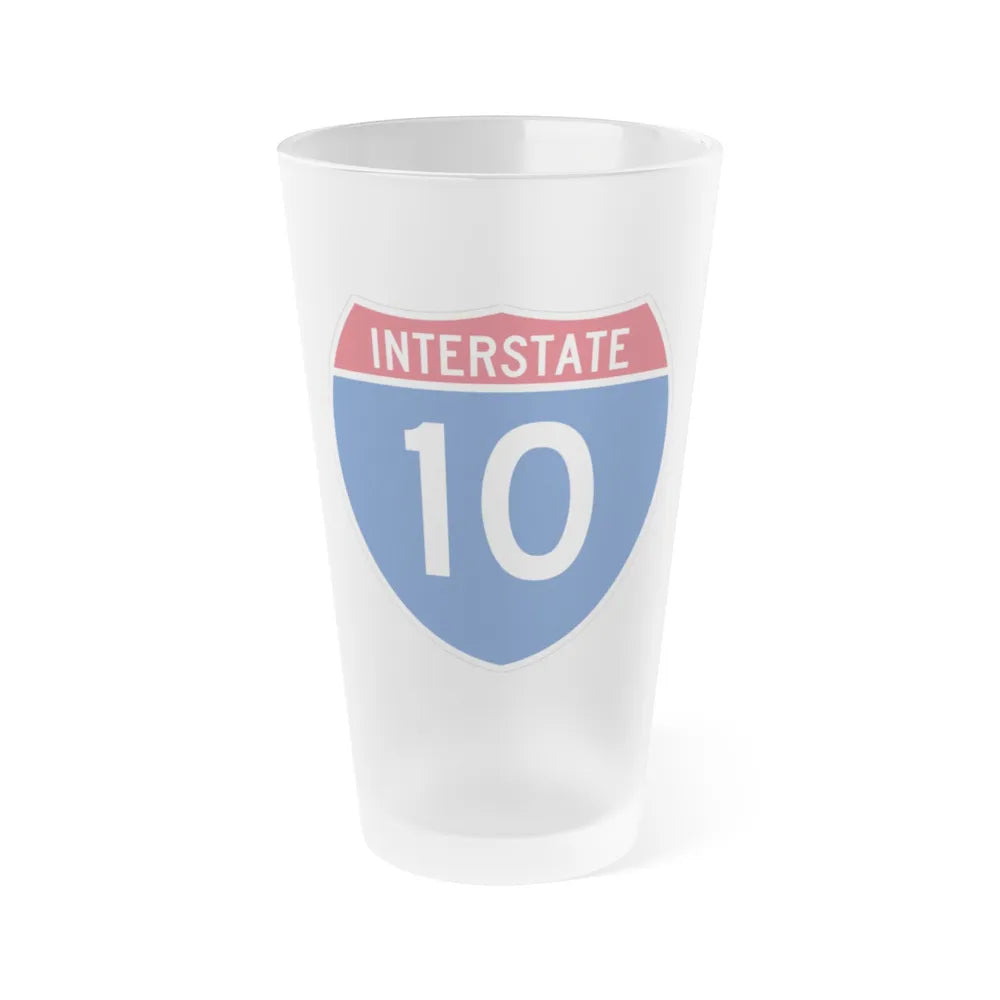 Interstate 10 (U.S. Highways) Frosted Pint Glass 16oz-16oz-Frosted-Go Mug Yourself