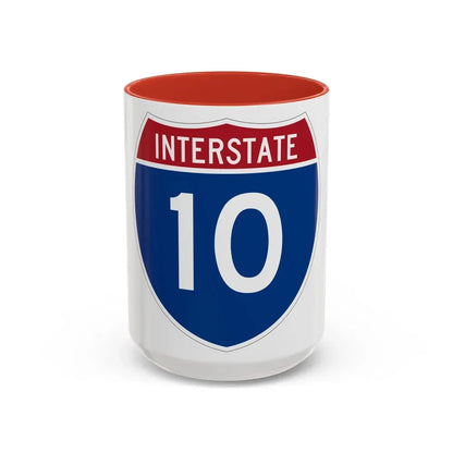 Interstate 10 (U.S. Highways) Accent Coffee Mug 15oz Red - Go Mug Yourself