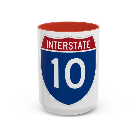 Interstate 10 (U.S. Highways) Accent Coffee Mug 15oz Red - Go Mug Yourself