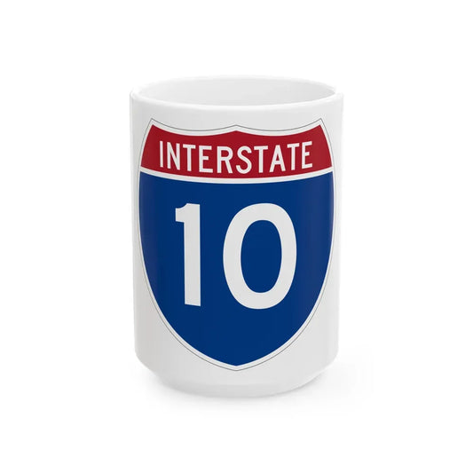 Interstate 10 (U.S. Highways) White Coffee Mug 15oz - Go Mug Yourself