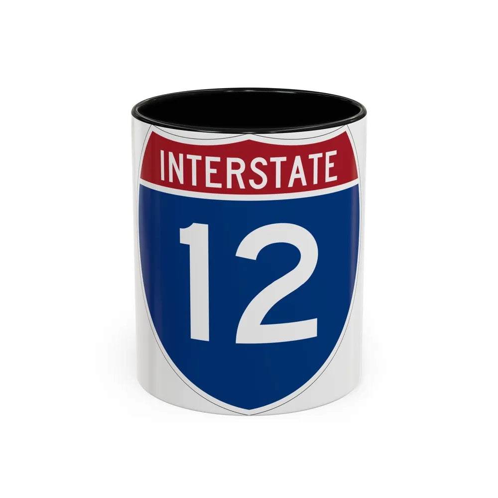 Interstate 12 (U.S. Highways) Accent Coffee Mug-11oz-Black-Go Mug Yourself