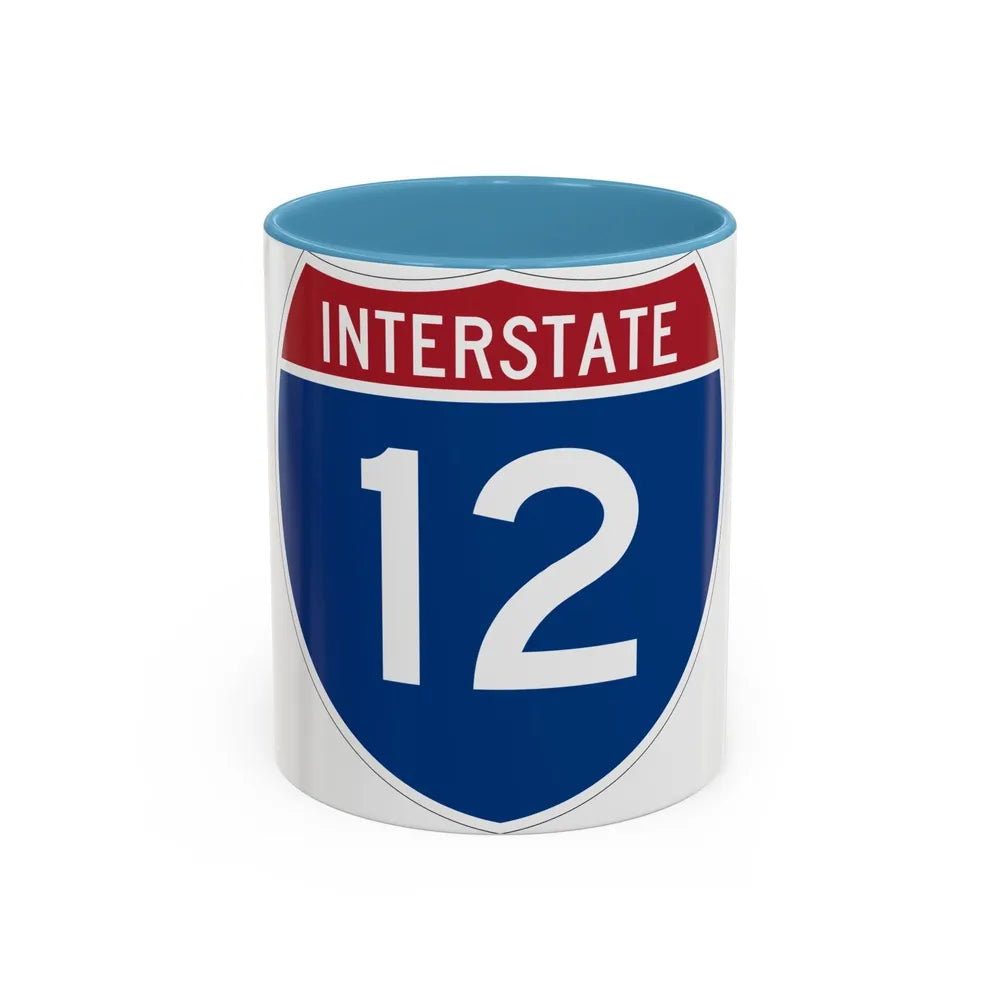 Interstate 12 (U.S. Highways) Accent Coffee Mug-11oz-Light Blue-Go Mug Yourself