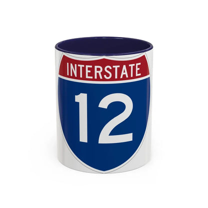 Interstate 12 (U.S. Highways) Accent Coffee Mug-11oz-Navy-Go Mug Yourself