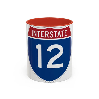 Interstate 12 (U.S. Highways) Accent Coffee Mug-11oz-Red-Go Mug Yourself