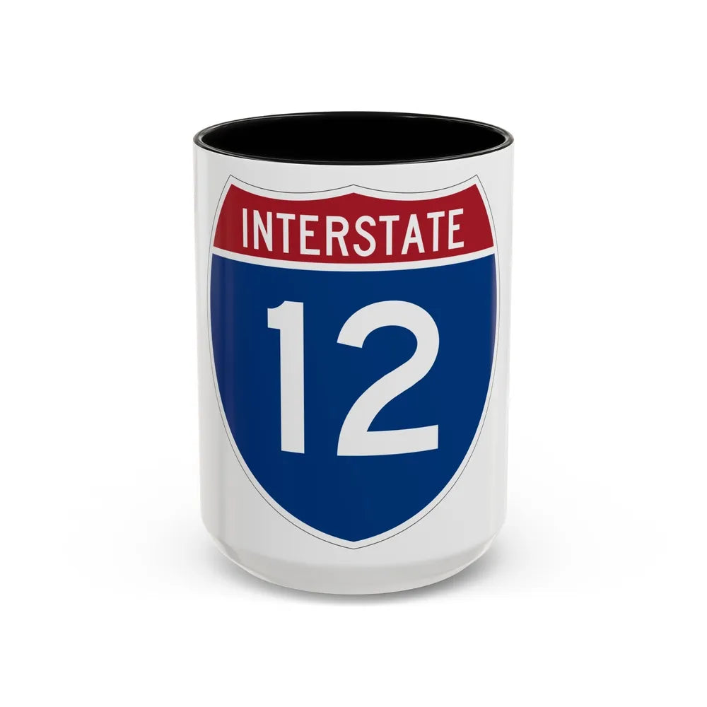 Interstate 12 (U.S. Highways) Accent Coffee Mug-15oz-Black-Go Mug Yourself