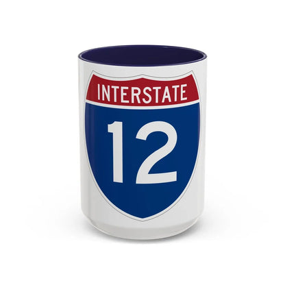 Interstate 12 (U.S. Highways) Accent Coffee Mug-15oz-Navy-Go Mug Yourself