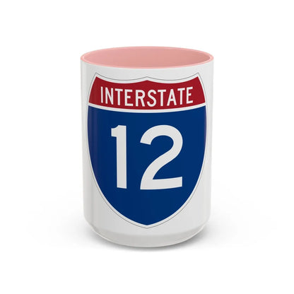 Interstate 12 (U.S. Highways) Accent Coffee Mug-15oz-Pink-Go Mug Yourself