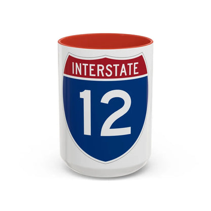 Interstate 12 (U.S. Highways) Accent Coffee Mug-15oz-Red-Go Mug Yourself