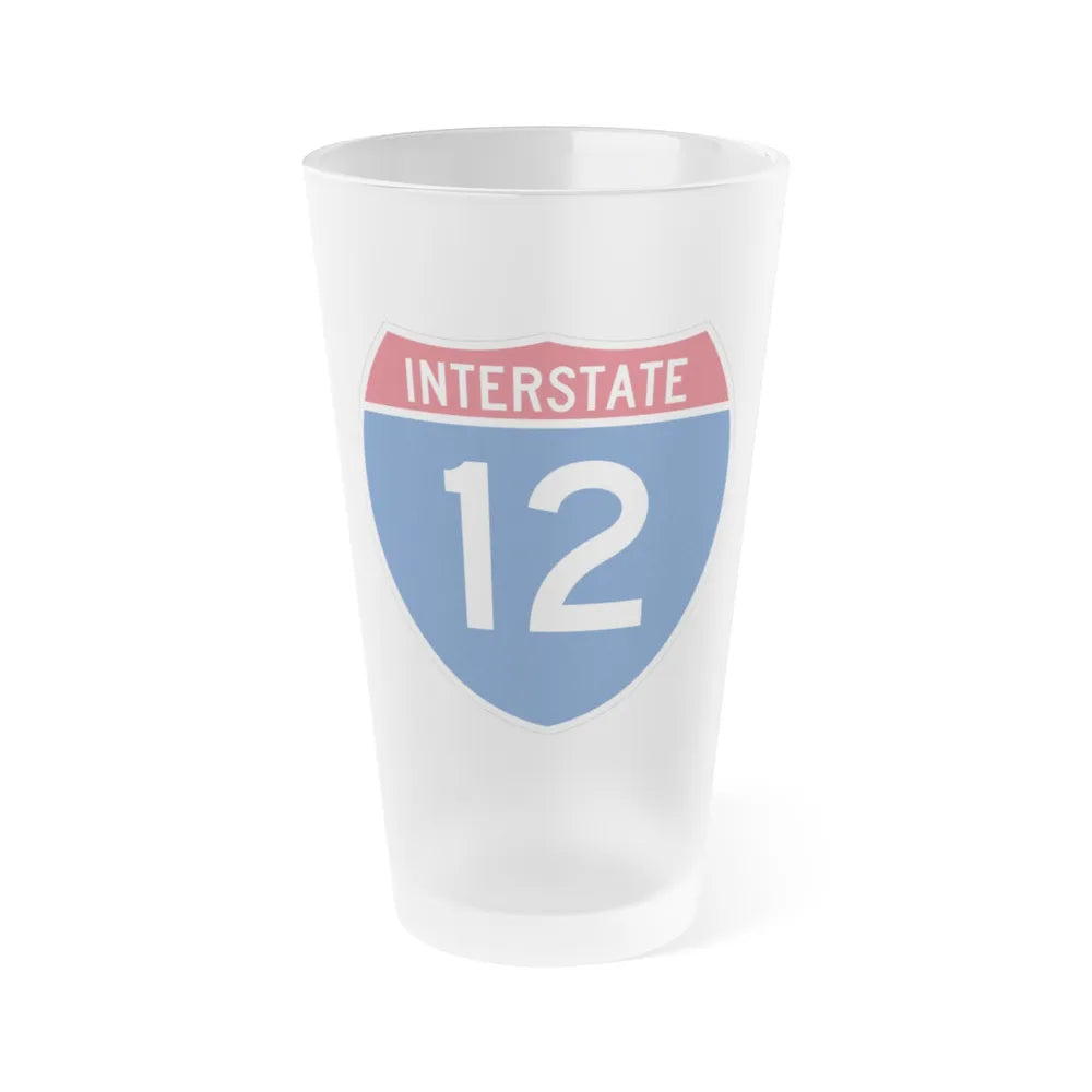 Interstate 12 (U.S. Highways) Frosted Pint Glass 16oz-16oz-Frosted-Go Mug Yourself